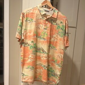 Tori Richard Orange and Green Island Print Shirt